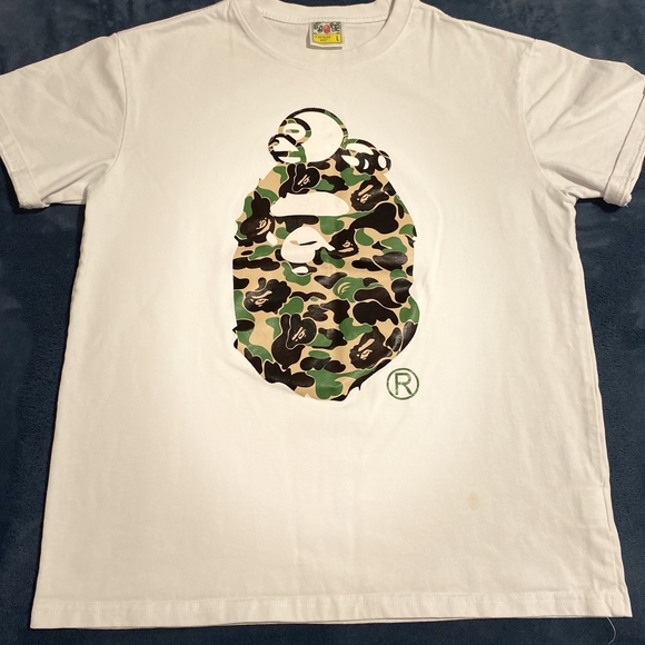 Bape White Tee with Camo Ape Head - Picture 1 of 2